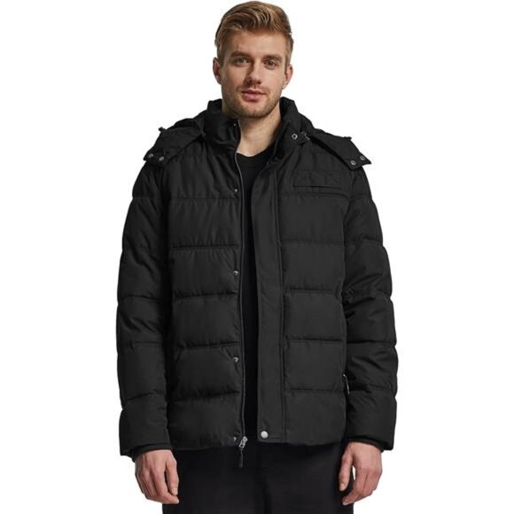Mens Winter Coat Hooded Puffer Jacket Waterproof Warm Thicken Cotton Outerwear - Picture 3 of 7